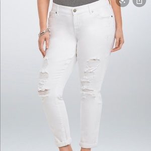 Torrid 16 boyfriend white distressed jeans